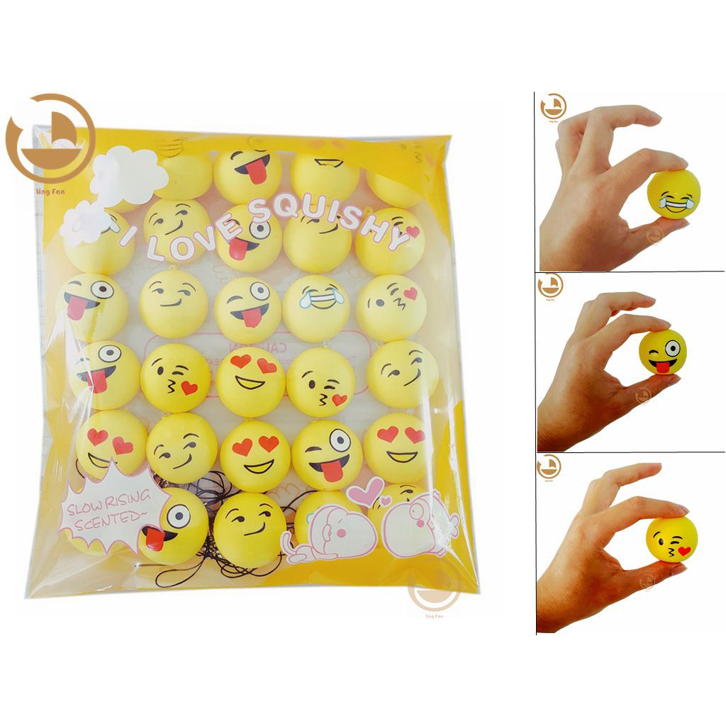 Bộ 30 Đồ Chơi Squishy Hình Mặt Cười Dễ Thương