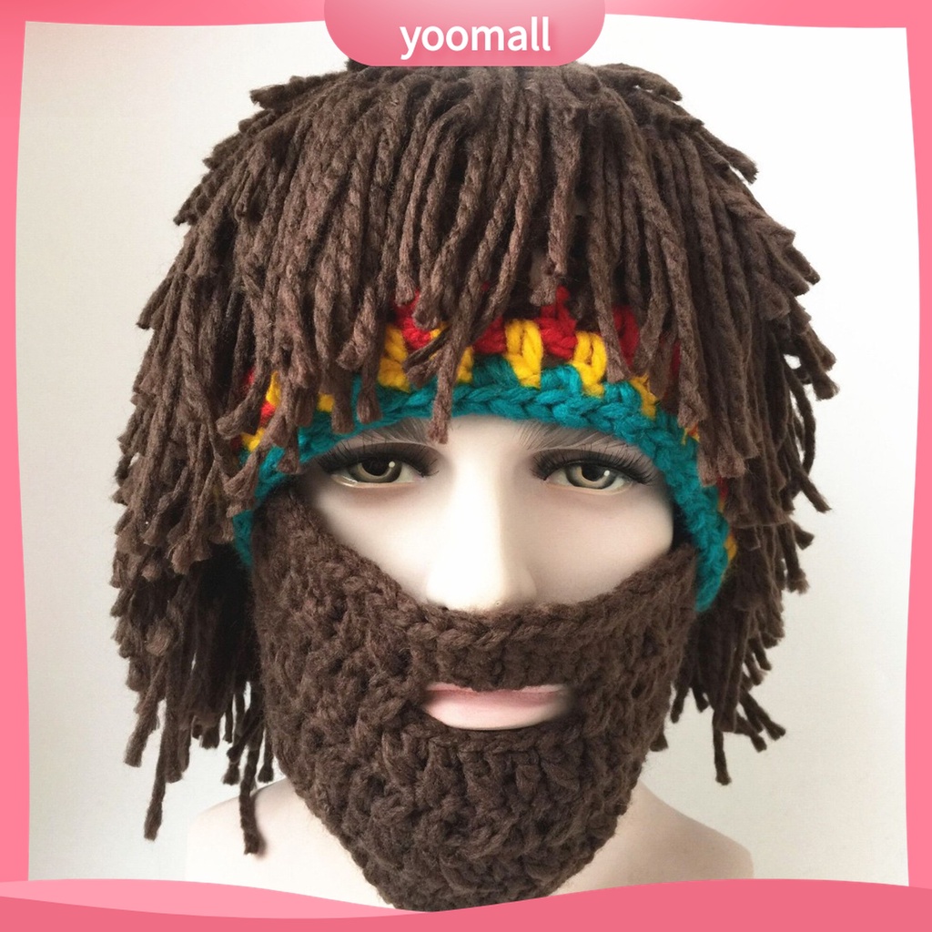Yomall♡ Bộ Tóc Giả + Nón + Râu Giả Bằng Len Handmade Tháo Rời Được Dành Cho Trẻ Em Và Người Lớn