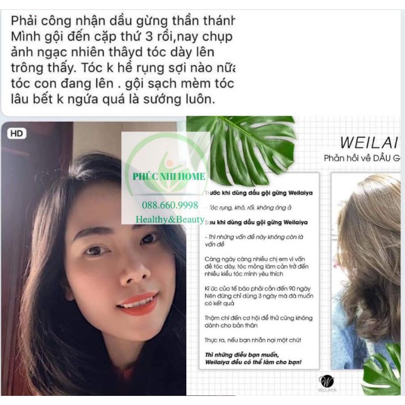 Dầu gội xả gừng thuốc bắc hà thủ ô weilaiya mọc tóc ngăn rụng tóc gừng Hà thủ ô mẹ sau sinh bầu mẹ cho tóc xơ da đầu khô | BigBuy360 - bigbuy360.vn