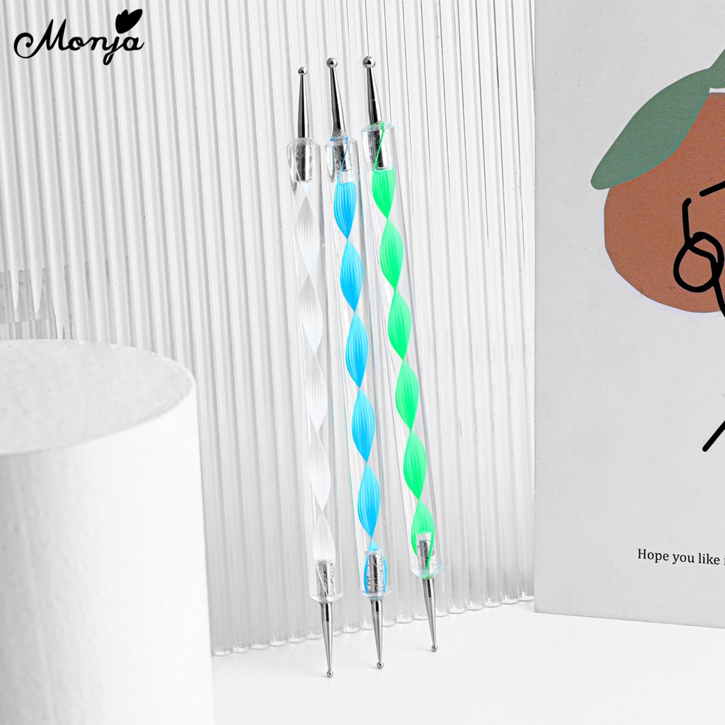 Set 3 cọ trang trí móng tay nghệ thuật MONJA tạo chấm bi acrylic hai đầu tiện lợi