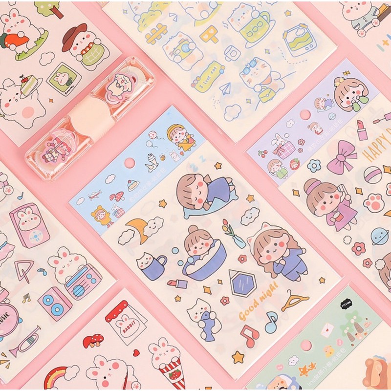 Sticker 4 tấm bé và thỏ có quai xách