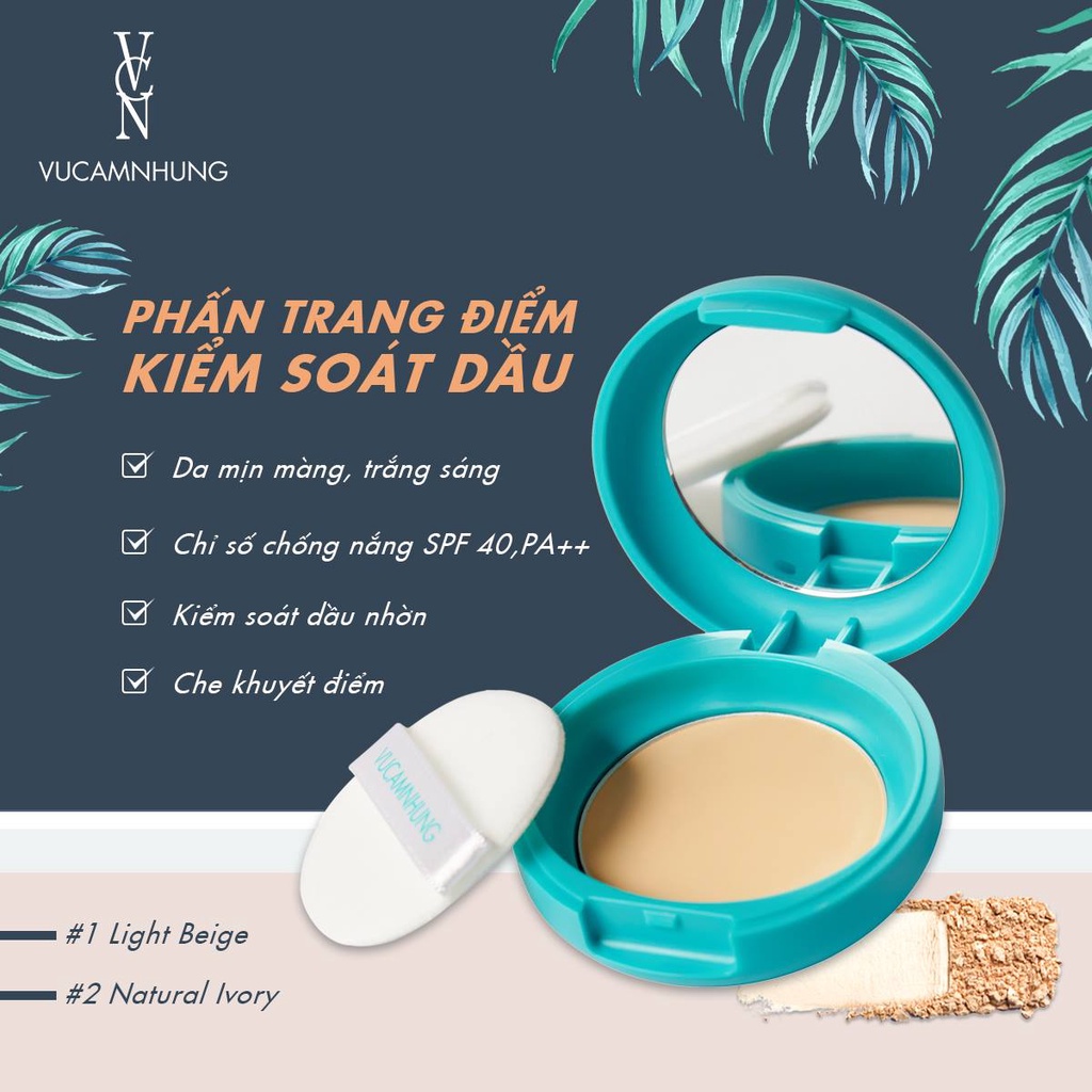 [Mã LT50 giảm 50k đơn 250k] Phấn phủ kiềm dầu VCN Touch Me Up Oil Control Powder SPF40 PA++ 2 màu tùy chọn 5.5g