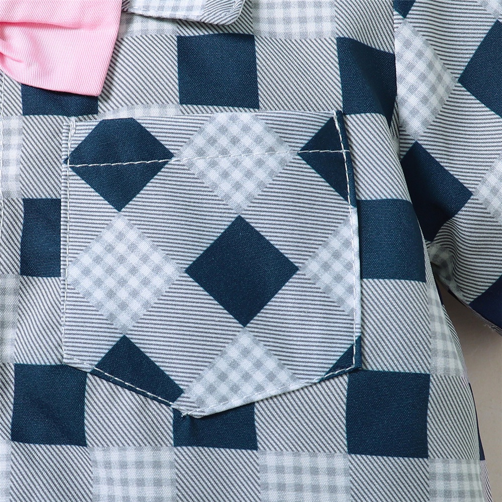 Set Đồ Mùa Hè 2 Món Gồm Áo Sơ Mi Tay Cộc Cà Vạt Kẻ Sọc Caro + Quần Ngắn Cho Bé Trai 1-5 Tuổi