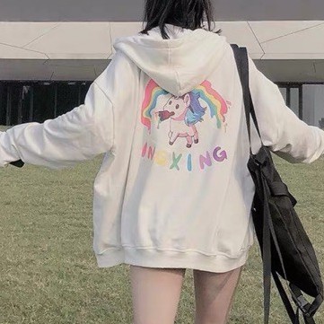 Áo Hoodie Mùa Đông Chất Nỉ Nữ Giá Rẻ In 3D Ngựa Một Sừng ING XING Mặc Đi Học Đi Chơi