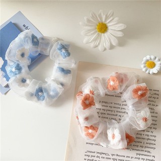 Dây Buộc Tóc Vải Voan Thêu Hoa Organza Cho Bạn Gái Thích Ngọt Ngào