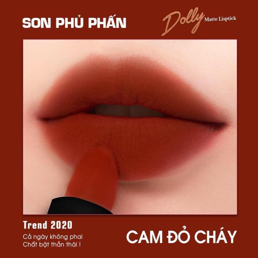 [Cam Đỏ Cháy ] Son Sáp Phủ Phấn Dolly Không Chì Màu Cam Đỏ Cháy | BigBuy360 - bigbuy360.vn