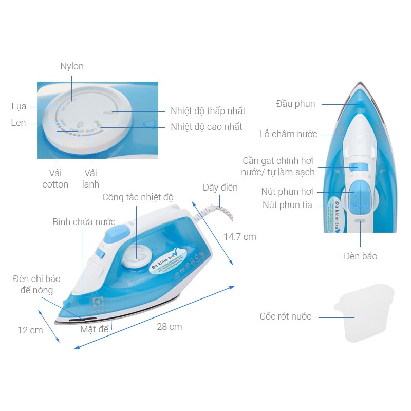 Bàn ủi hơi nước Electrolux ESI4017 1600W - Smart House