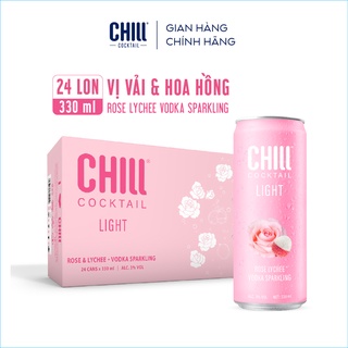 Voucher 200K Thùng 24 lon Chill Cocktail vị Vải & Hoa Hồng 330ml lon