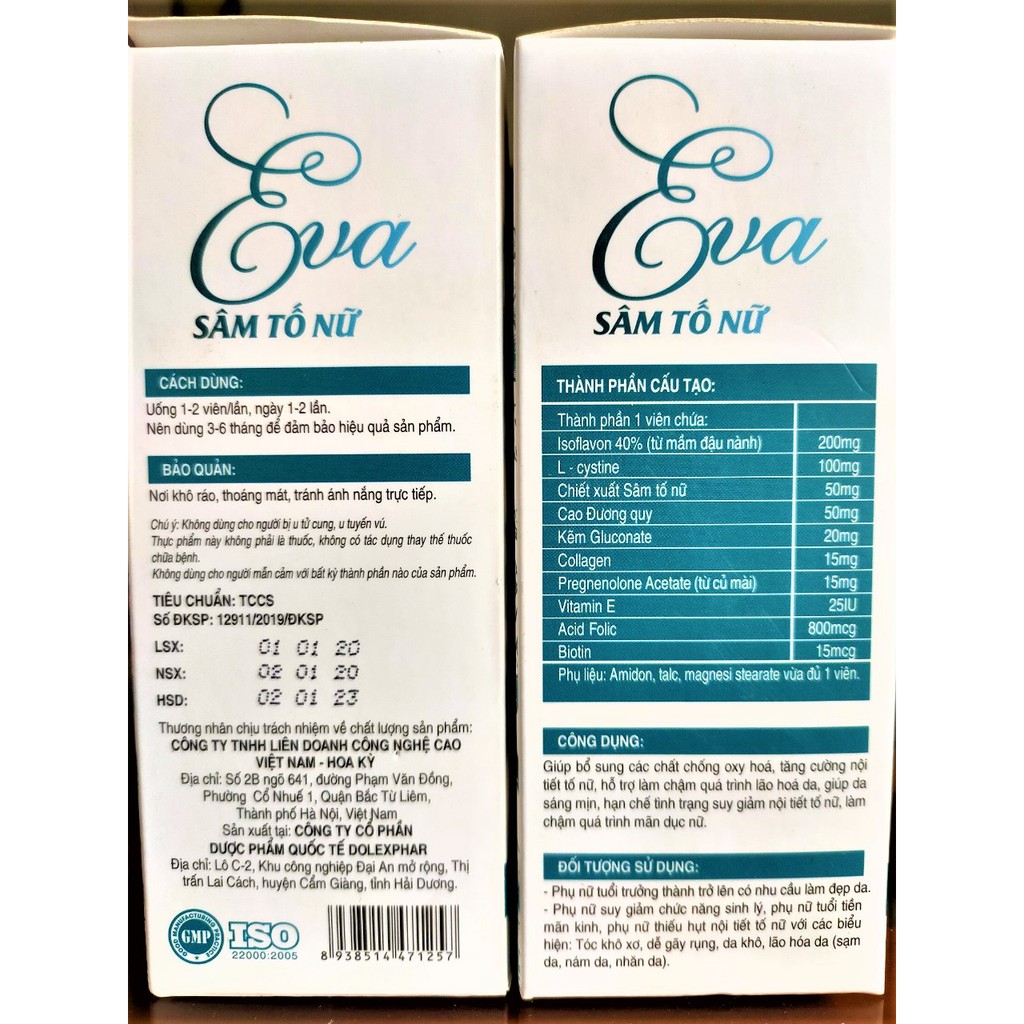 Viên uống nội tiết làm sáng da Eva Sâm tố nữ