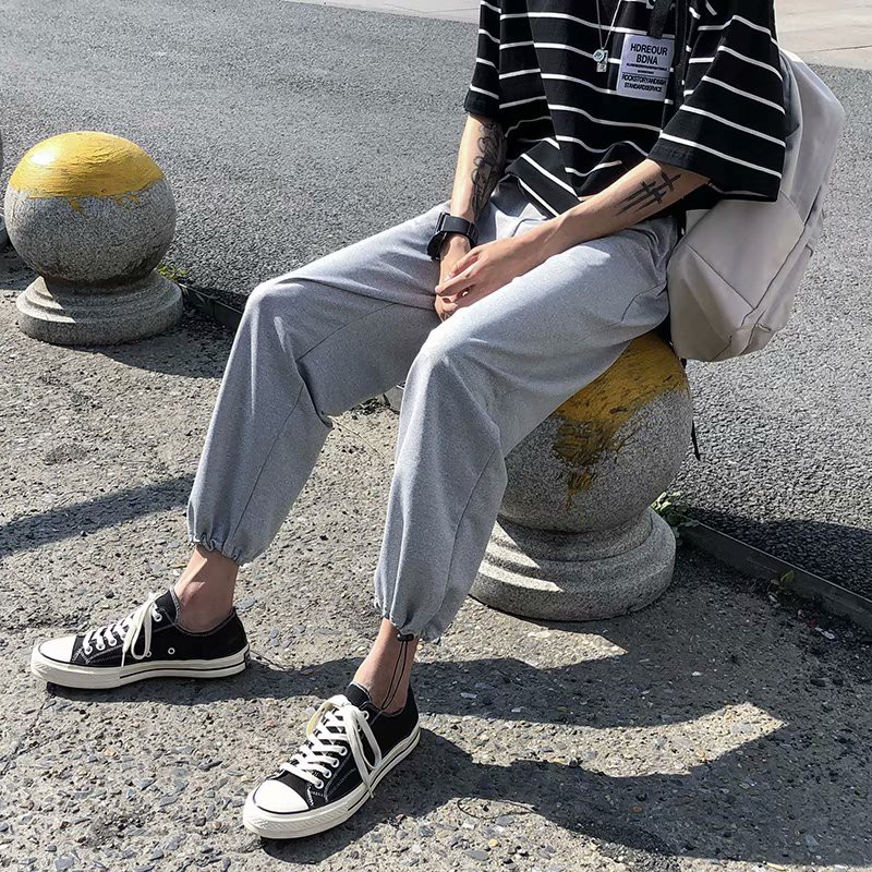 Korean Fashion Plaid Men's Long Pants