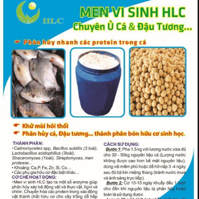 1,5KG MEN VI SINH HLC Ủ PHÂN CÁ/ ĐẬU TƯƠNG/ BÁNH DẦU BÓN CÂY KHÔNG MÙI HÔI HIỆU QUẢ NHẤT