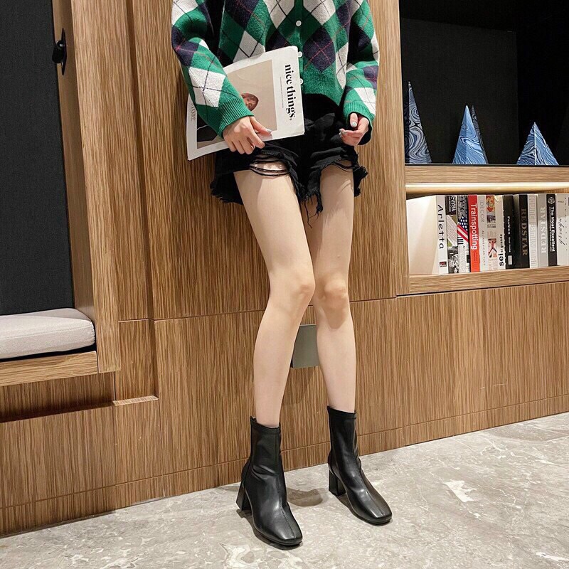 Bốt cao cổ da Pu siêu mềm có khoá sau | BigBuy360 - bigbuy360.vn