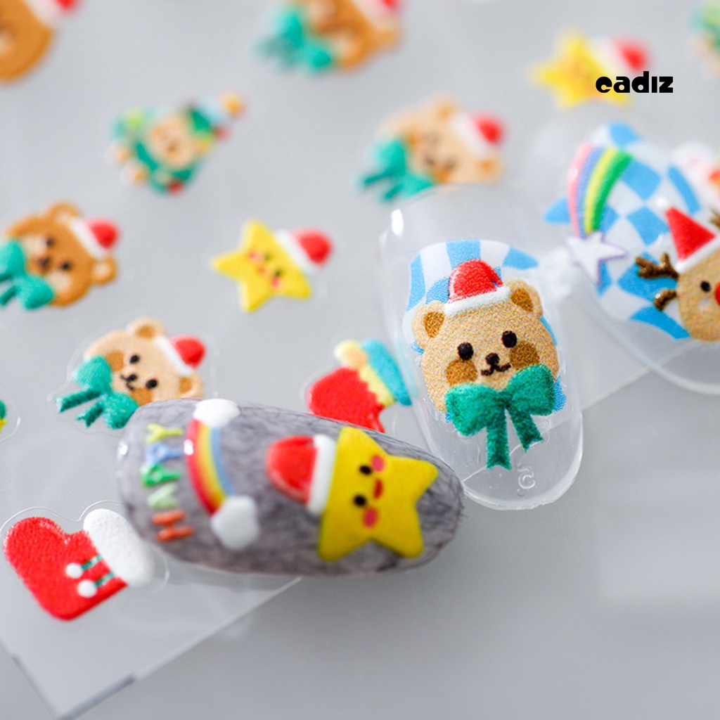 Miếng Dán Trang Trí Móng Tay Họa Tiết Giáng Sinh 5D Siêu Mỏng