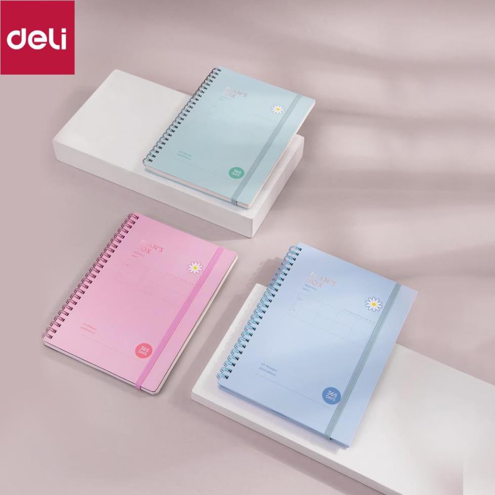 Sổ tay planner- sổ kế hoạch ghi chép gáy lò xo 60 trang Deli  - Khổ A5/B5 - Xanh dương/Hồng/Xanh lá - 24200/24201 [Deli]