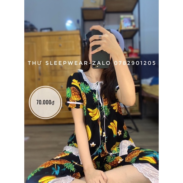 Pijama tole trái cây quần đùi nam nữ size dưới 58kg