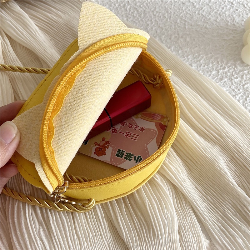 Túi đeo chéo da PU mềm hình mèo hoạt hình cho bé gái