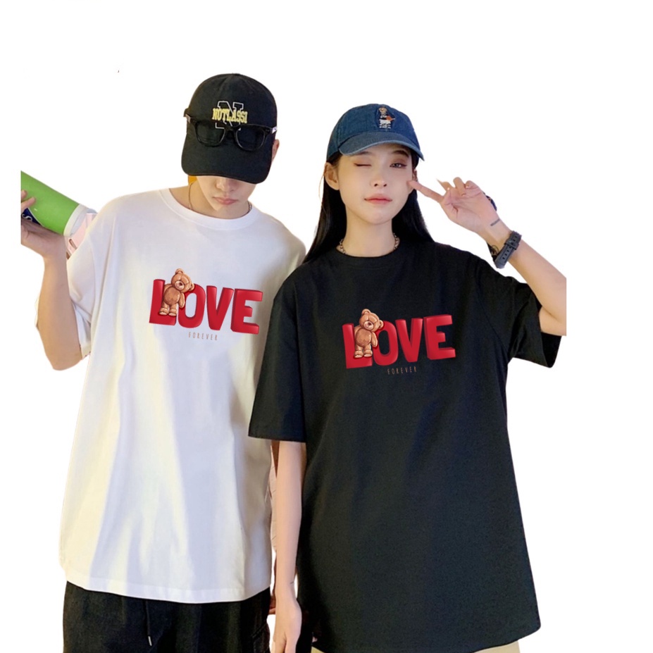 Áo thun mẫu gấu - love - forever- chất cotton  mát lạnh
