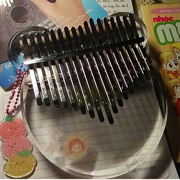 Đàn Kalimba 17 Phím Mặt Gấu Trong Suốt Hope Music Chính Hãng- Full Phụ Kiện