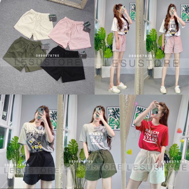 ẢNH TỰ CHỤP Short kaki trơn lưng thun