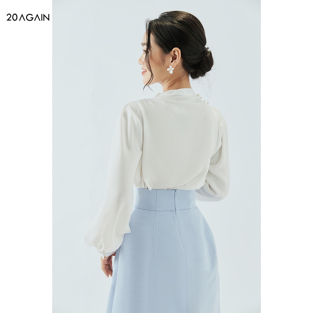 Áo sơ mi nữ dài tay cổ đổ 20AGAIN, thiết kế tay bồng ASA1109