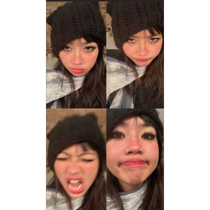 Mũ len tai mèo Cat beanie crochet trơn y2k hot trend - Mũ len handmade - ẢNH FEEDBACK