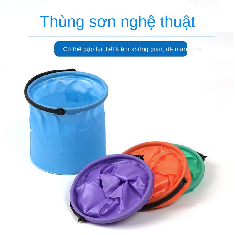 ❉✇►Màu gấp cái xô nhỏ rửa hộp đựng bút vẽ tranh của trẻ em sơn có thể thu vào thùng mẫu giáo nghệ thuật dụng cụ