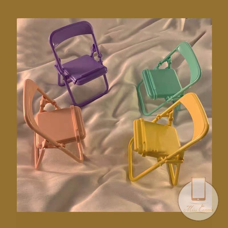 Giá đỡ điện thoại/ máy tính bảng hình chiếc ghế mini 4 màu macaron có thể điều chỉnh gấp gọn tiện dụng