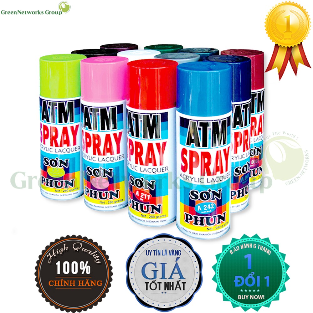 Sơn xịt ATM, sơn phun ATM Spray, trang trí xe máy, màu vàng A218– GreenNetworks