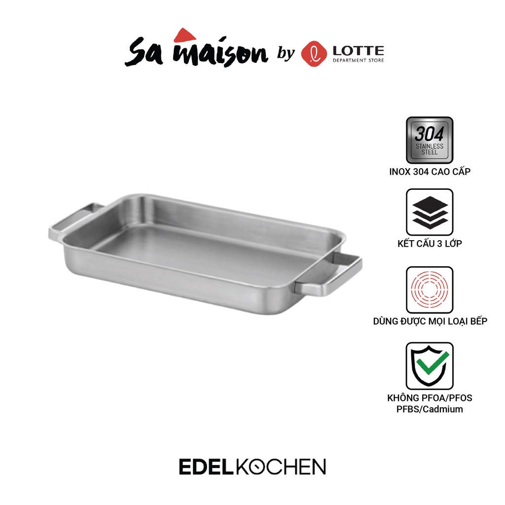 Chảo lẩu chữ nhật 3 lớp Edelkochen Hàn Quốc 36x22x5cm