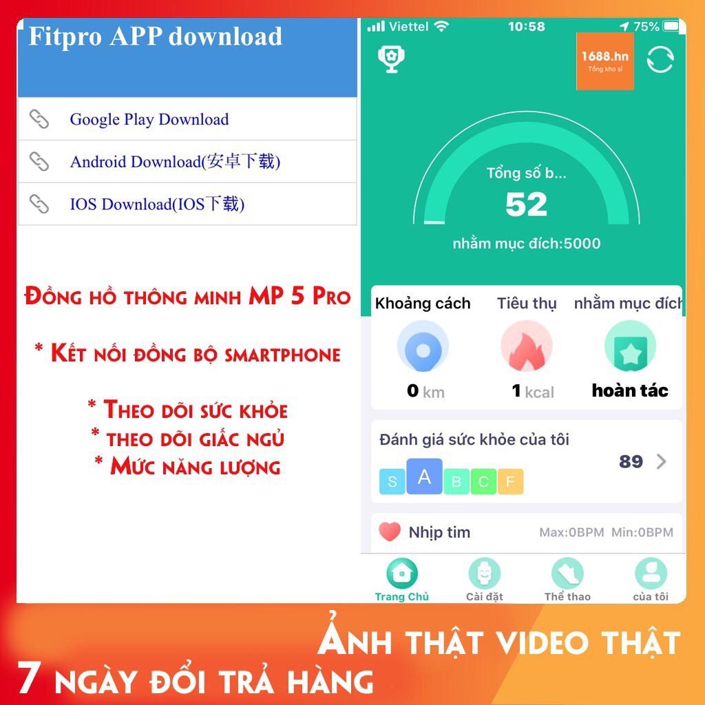 Đồng hồ đeo tay thông minh M5 pro vòng đeo tay sức khỏe đo nhịp tim, bước chân, calo, giấc ngủ