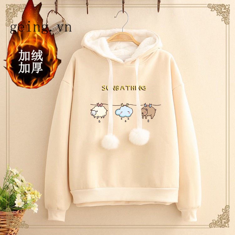 Áo hoodie phối lông thời trang thu đông cho bé gái 12-15 tuổi