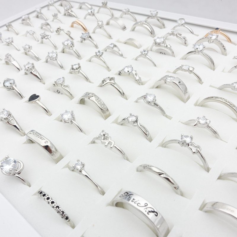 Set 10 Nhẫn Đính Đá Zircon Lấp Lánh Phong Cách Lãng Mạn Thời Trang Cho Nữ