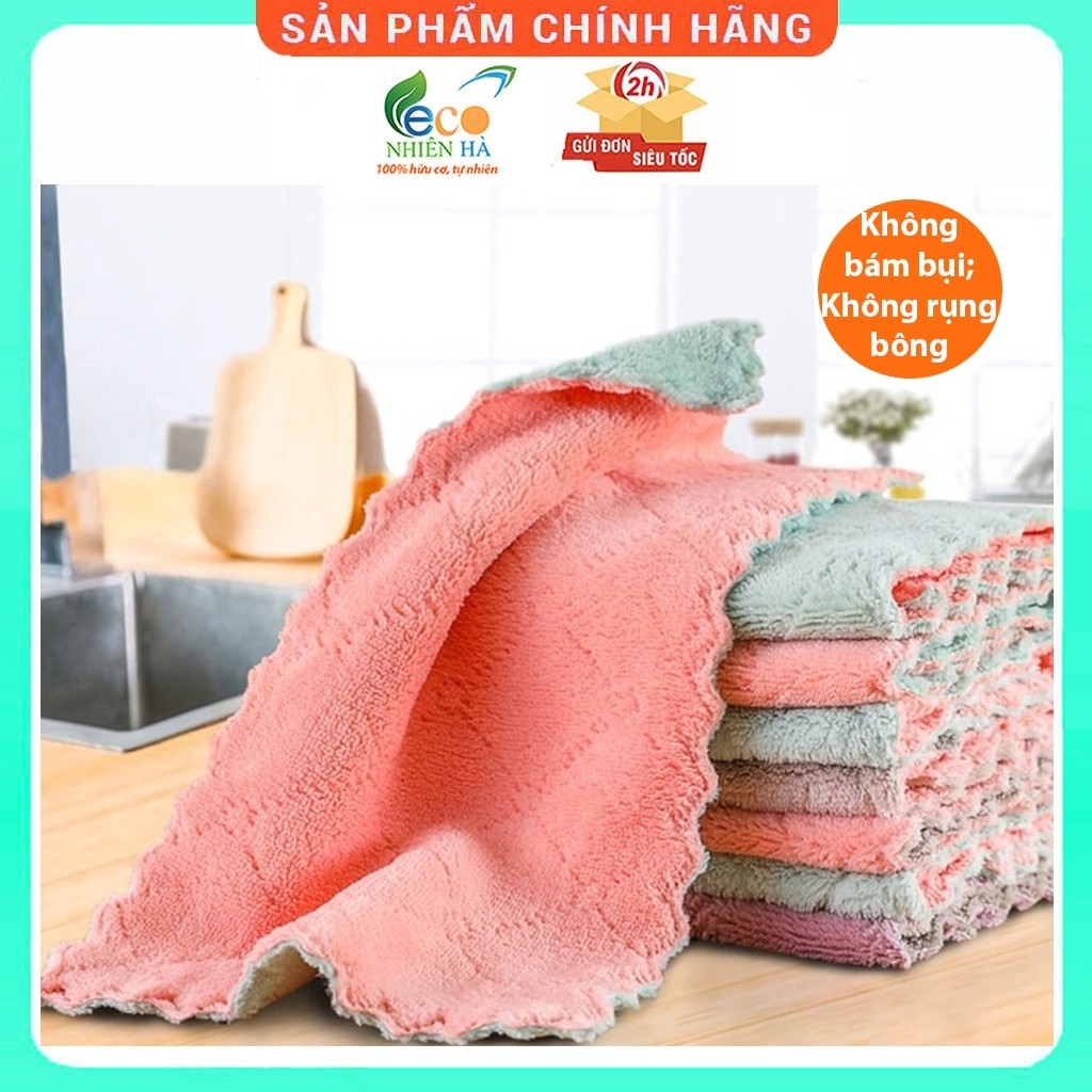 Khăn lau tay vuông, khăn lau bếp, lau kính, lau bàn ăn 2 mặt siêu mềm mịn, siêu thấm nước | BigBuy360 - bigbuy360.vn
