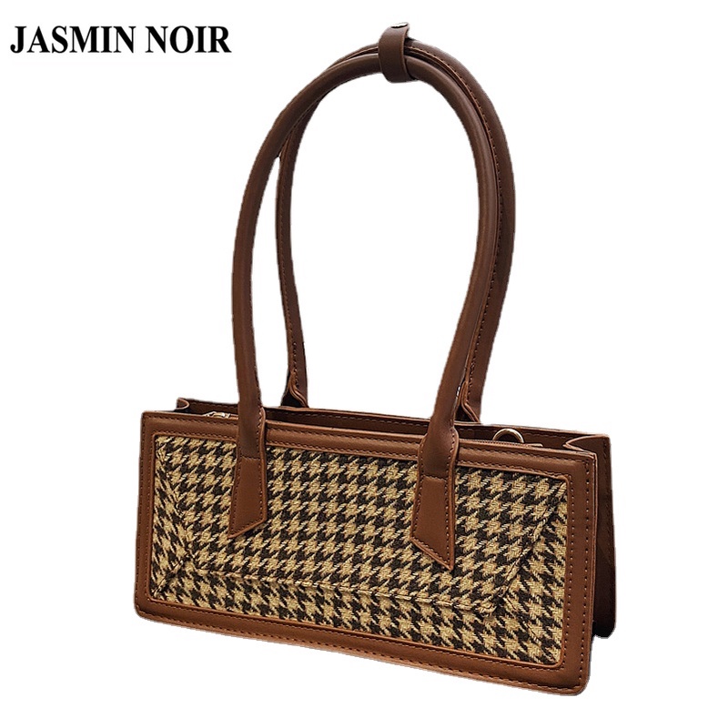 Túi đeo vai JASMIN NOIR hình vuông nhỏ họa tiết sọc răng cưa thời trang đơn giản cho nữ