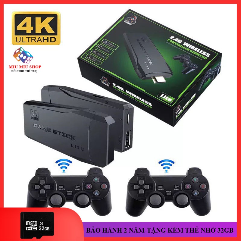 [Giảm Giá Sock] Máy Chơi Game Cầm Tay Không Dây, Stick 4K HDMI 3500 Trò Chơi, Tặng Kèm Thẻ Nhớ 32gb, Bảo Hành 2 Năm