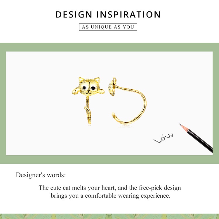 Bông tai BAMOER bằng bạc 925 hình mèo dễ thương