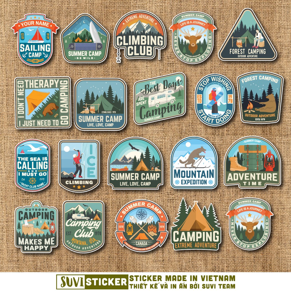 50 Sticker Vintage Travel chống nước sticker dán mũ bảo hiểm, laptop, điện thoại, đàn guitar, vali. MSP: NS32