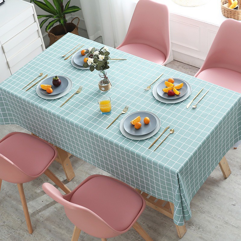 Khăn trải bàn kẻ caro nhựa PVC chống thấm nước, không mùi, không phai màu, vintage trang trí bàn ăn cao cấp 88038
