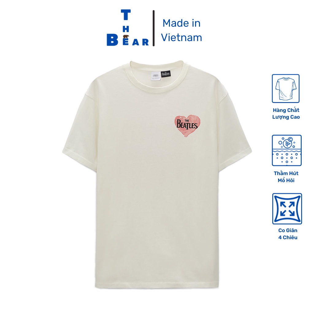 Áo phông form rộng  - Áo thun Unisex - Trái Tim Hồng Xin Xắn - THE BEAR -MS13