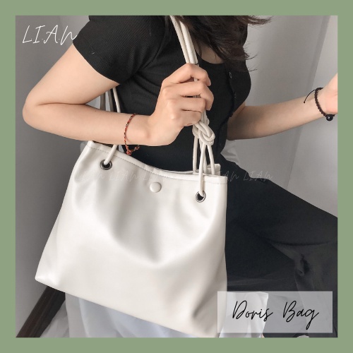 Túi xách nữ túi tote da mềm LIAN đeo vai màu trắng basic