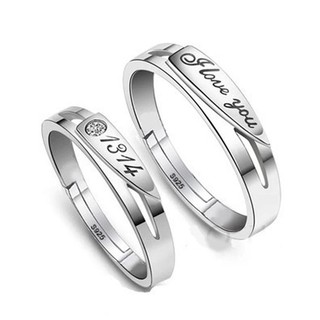Bộ 2 nhẫn đôi mạ bạc 925 có thể điều chỉnh kích cỡ