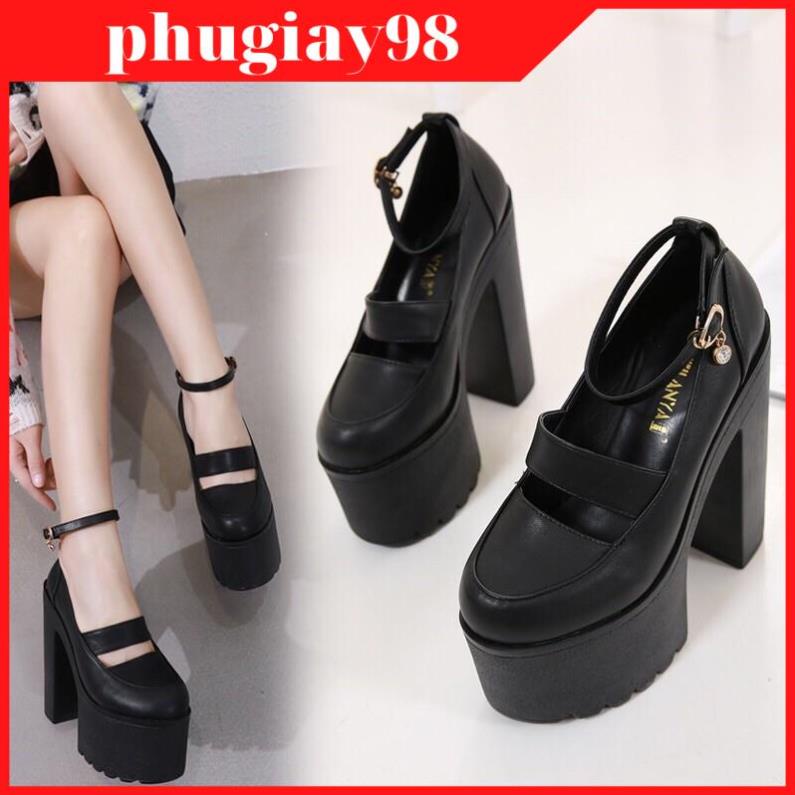 Giầy cao gót nữ cao 15cm chất da mịn mũi kín tròn ,đế đúc siêu nhẹ và êm chuẩn cao cấp +Ảnh thật hot