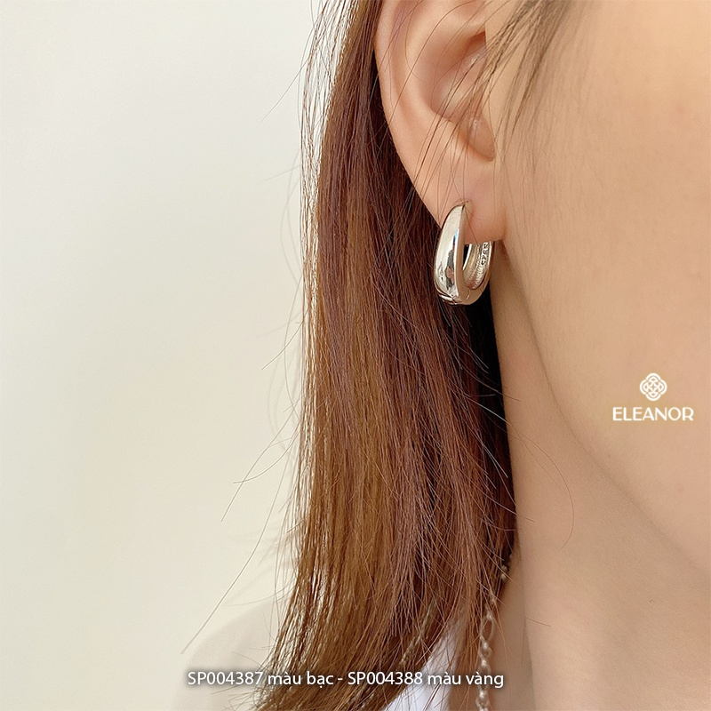 Bông tai nữ tròn chuôi bạc 925 Eleanor Accessories basic khuyên tròn phụ kiện trang sức 4387