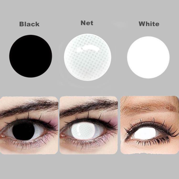 D'ORELLA 1 cặp  Phụ kiện anime cho mắt Cosplay Kính áp tròng màu Yealy Ues Halloween Eye Liên hệ Đen Trắng Yearly use 0.00 Degree