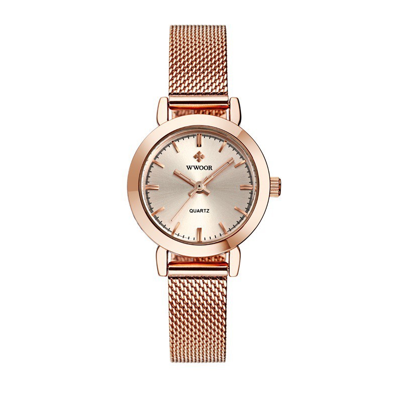 ĐỒNG HỒ NỮ WWOOR 8823 MẶT TRÒN,DÂY THÉP CAO CẤP KHÔNG GỈ (4 MÀU LỰA CHỌN) Bán lẻ giá sỉ