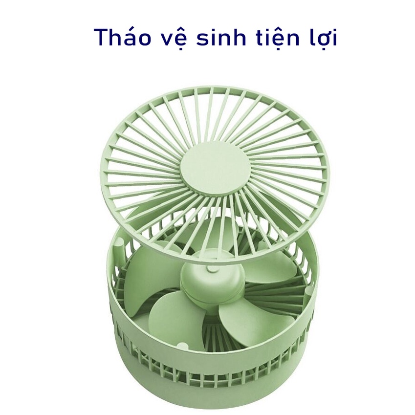 [SẴN HÀNG] Quạt tích điện mini cầm tay gấp gọn để bàn 3 tốc độ, quạt sạc điện mini xoay 180 độ tiện lợi