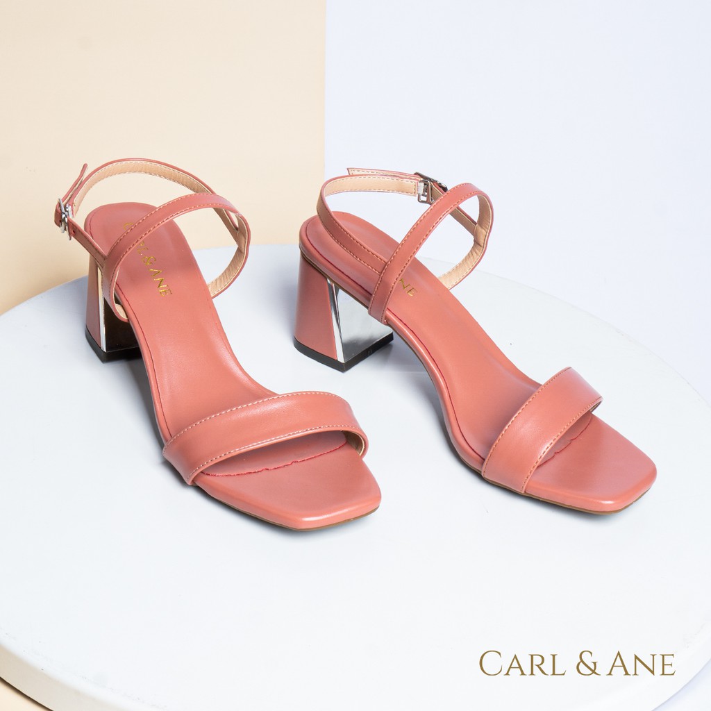 Carl &amp; Ane - Giày sandal phối quai ngang đơn giản cao 7cm màu hồng đậm _ CS005