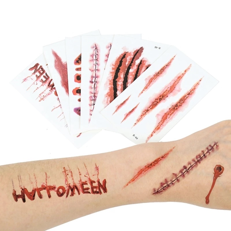 Hình Xăm Dán Vết Sẹo Kinh Dị / Halloween Không Thấm Nước