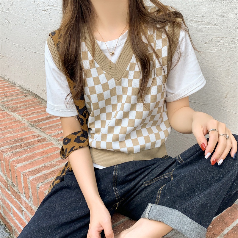 Áo sweater không tay cổ chữ V phong cách trẻ trung thời trang cho nữ