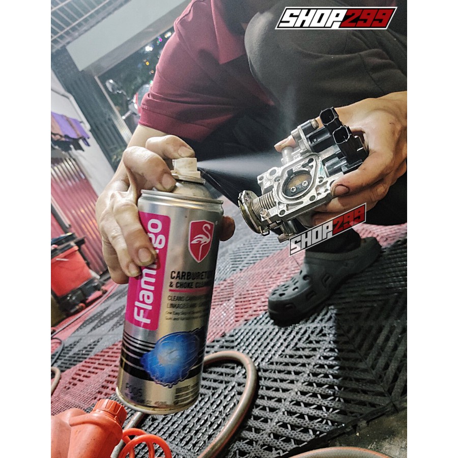 CHAI XỊT VỆ SINH BỘ CHẾ HÒA KHÍ / HỌNG XĂNG KIM PHUN - FLAMINGO CARBURETOR & CHOKE CLEANER  450ML